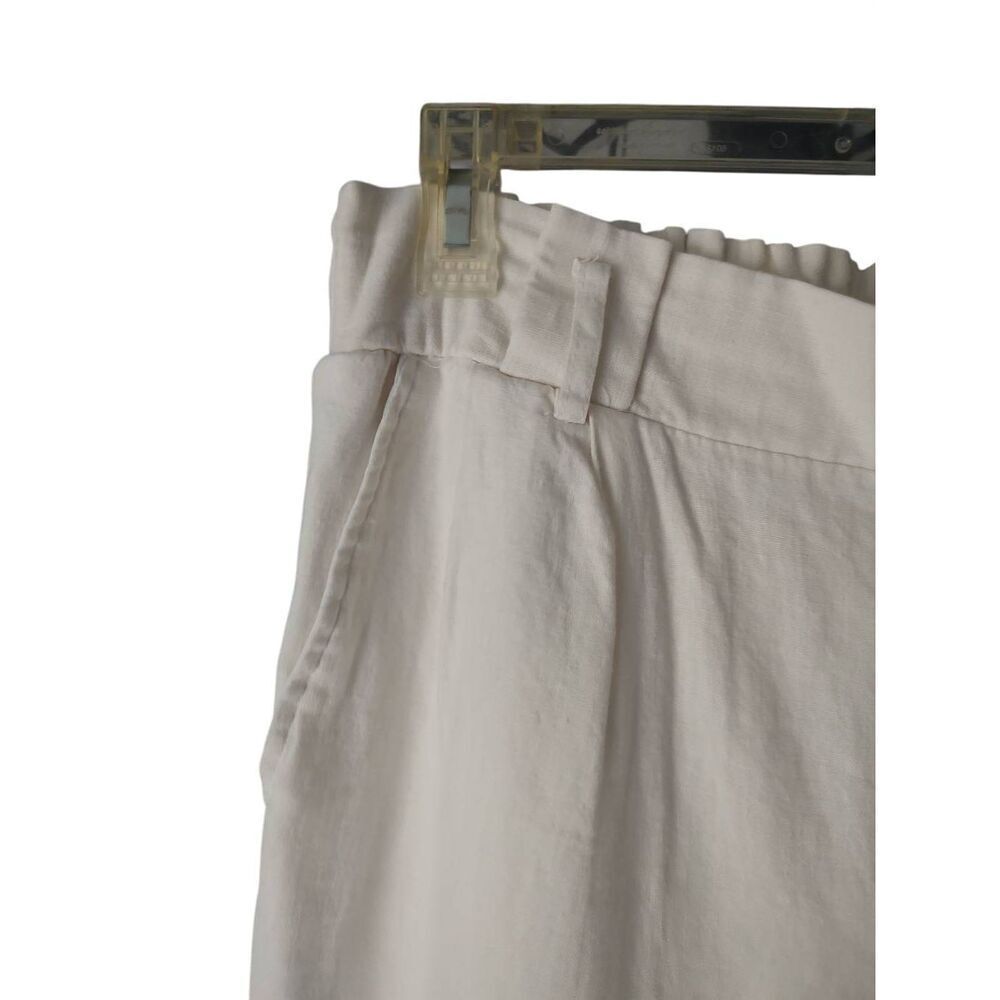 Love Tree Women's Size Large White Linen Paper Bag Straight Pants - Picture 3 of 7